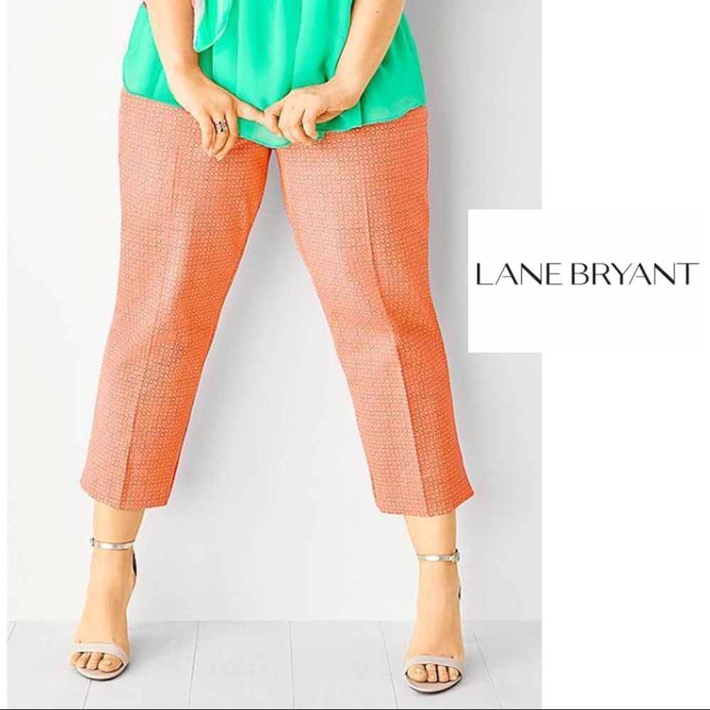 NEW Lane Bryant Orange Printed Lena Crop Pant